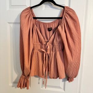 4 Si3nna Boho Peasant Blouse | Puff Sleeve Tie Front Top | Size S
